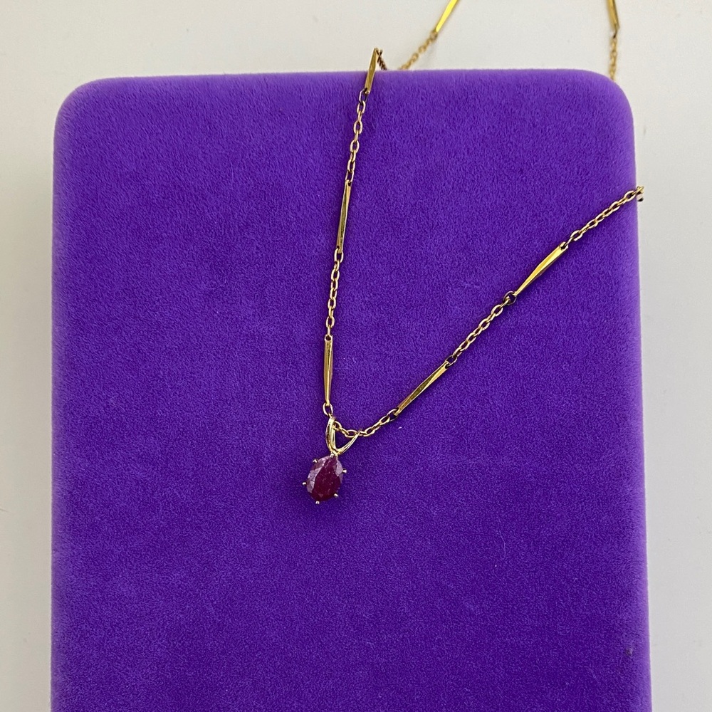 💛 Vintage 22k Gold Plated Monet Ruby Necklace | Minimalist Dainty Jewelry